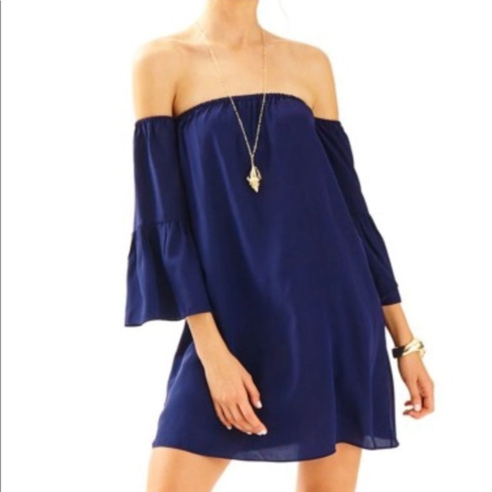 Lilly Pulitzer Sanilla Silk Dress Navy Size XXS EUC